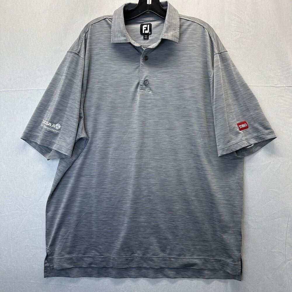 Foot Joy Polo Shirt Mens XL Gray Short Sleeve Embroidered Logo Golf Preppy FJ